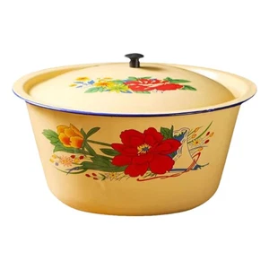 Vintage Enamel Bowl Multifunctional Vegetable Container Pot Enamel Ware Enamels - Picture 1 of 12