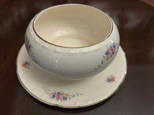 Vtg Crooksville Gravy Boat Floral Round Pretty! - Picture 1 of 3
