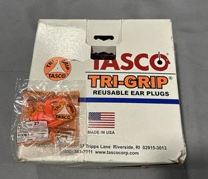 New Box Of 53 TASCO TRI GRIP Reuseable Earplugs Noise Reduction 27 dB, Rubber - Picture 1 of 4
