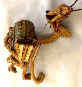 Braided Cord 6.5" Arabian Dromedary Camel Figurine Folk Art - Picture 1 of 5