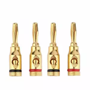 4 Stck. Musik Audio Lautsprecher Kabel Draht Stecker 24K Vergoldet 4 mm Bananenstecker - Bild 1 von 7