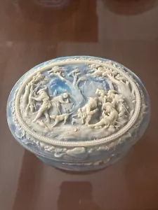 Incolay Scatola Gioielli Pietra Blu Ovale Cerniera La Vie Village Usa - Foto 1 di 14