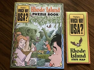 Vintage HIGHLIGHTS WHICH WAY USA? Rhode Island State Facts Puzzle Book & Map - Picture 1 of 3