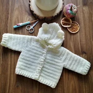 Crochet Handmade Baby Hooded Cardigan, Baby Gift, Baby Shower - Picture 1 of 3