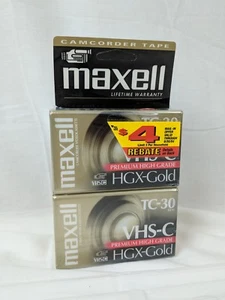 Maxell Nuovi Nastri per Videocamere Confezione da 4 HGX - Oro VHSC - Foto 1 di 7