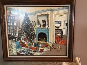 H. Hargrove Limited Edition 20 X 24 “Christmas Together” 1986 - 419/1000 Framed - Picture 1 of 6