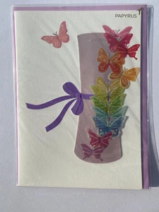 Papyrus Graduation Card New Sealed Raised Glitter Rainbow Butterfly Diploma - Picture 1 of 2