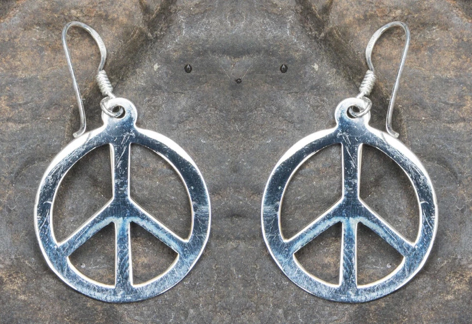 Cnd Símbolo de la Paz Colgante 925 Plata Pendientes Gancho Mujer Acitivist - Imagen 1 de 1