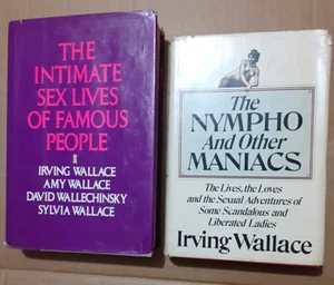 Lot of 2 IRVING WALLACE hc BOOKS~SEX LIVES of FAMOUS People~NYMPHO/Other MANIACS - Picture 1 of 6
