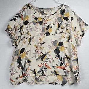 Top de lino con estampado floral Cynthia Rowley crema talla 3X - Imagen 1 de 7