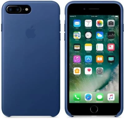 Custodia In Vera Pelle Apple Per IPhone 7 Plus E 8 Plus - Zaffiro (Blu) - Nuova - Immagine 1 di 4