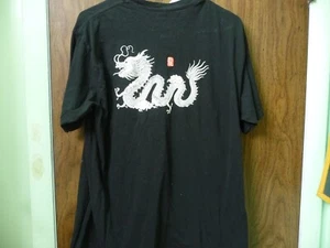 BOWERY CLOTHING BLACK T SHIRT WITH DRAGON SIZE XL RED CHINESE WRITING - Picture 1 of 1