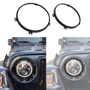 Par de anillos de soporte de montaje de faros redondos negros de 7" para 97-06 Jeep Wrangler TJ - Imagen 1 de 11