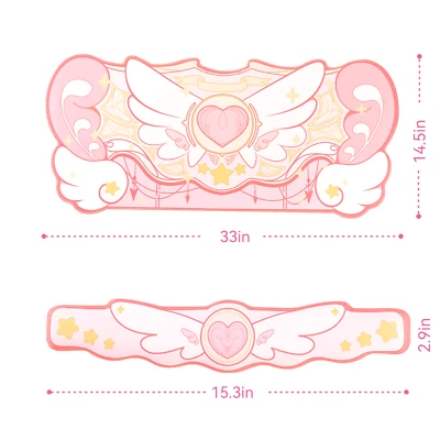 GeekShare Extended Mouse Pad Wrist Rest Non-Slip Rubber Mouse Mat Star Wing Pink - Image 1 of 4