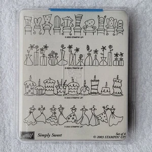 Juego de 4 sellos de goma Stampin Up SIMPLY SWEET 2003 - Imagen 1 de 2