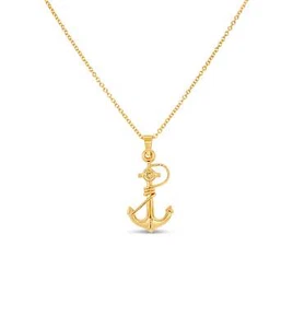 Olive & Chain 14k Gold Anchor Charm Pendant Necklace - Picture 1 of 37