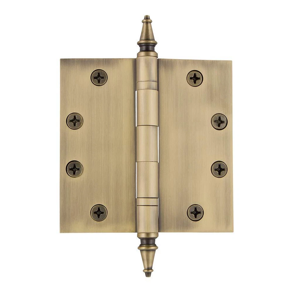 Door Hinge 746104 4.5 Inch Antique Brass Steeple Tip Heavy Duty Square