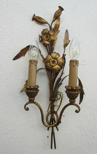 Wall Lamp Hollywood Regency Applique Golden Brass 20² Height 2 Lights H.Kögl - Picture 1 of 3