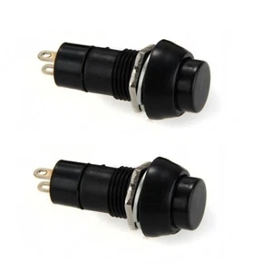 2x Black Round Push Button 12V Car Horn Momentary Reset Switch Bolt-On 3A/250VAC - Picture 1 of 6