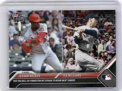 JORDAN WALKER Ties TED WILLIAMS Hit Streak To Begin Career 2023 Topps Now #87 📈 - Image 1 of 4