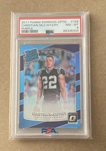 2017 Donruss Optic Christian McCaffrey Purple Prizm Rated Rookie RC #/50 PSA 8