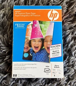 Papier fotograficzny HP Premium 4"x6" błyszczący 100 arkuszy atramentowy Q1990A ZAPIECZĘTOWANY - Zdjęcie 1 z 2