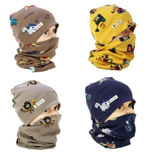 Boys Baby Kids Autumn Winter Warm Hat with Scarf Set Infant Beanie Cap Scarves - Picture 1 of 21