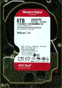 WD60EFRX-68L0BN1,  WESTERN DIGITAL SATA 6TB  DEC 2018  WX71 - Picture 1 of 1