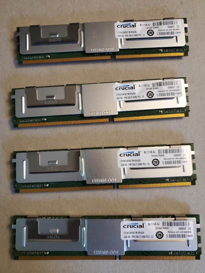 4GB (2x) Crucial CT25672AF667-M18FC0D6 2GB PC2-5300 DDR2 667MHz Memory Module - Image 1 of 1