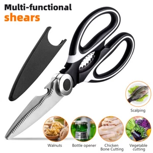 Stainless Steel Kitchen Shears Heavy Duty Scissors for Meat Fish Chicken Bones - Picture 1 of 18