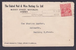 1933 KING GEORGE V PRE-DECIMAL STAMP NAIL&WIRE NETTING CO COMMERCIAL COVER #B117 - Picture 1 of 1