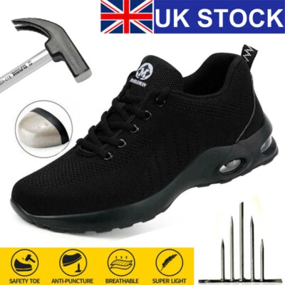 SAFETY SHOES TRAINERS MENS WOMENS LIGHTWEIGHT STEEL TOE CAP WORK BOOTS UK SIZES - Image 1 of 4