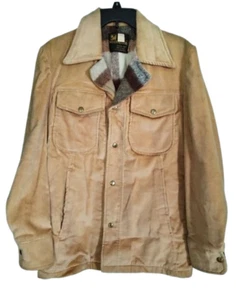 Nuevo con etiquetas Abrigo de invierno cálido forrado de lana gruesa marrón Weathercaster vintage para hombre talla 38 - Imagen 1 de 8