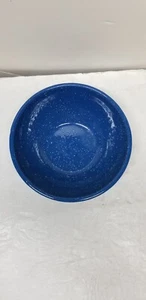 ENAMELWARE BLUE WHITE SPECKLED MIXING CHIP SERVING BOWL 9 1/4" - Picture 1 of 3