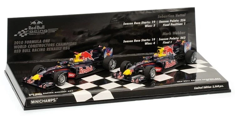 Set 2 Red Bull RB6 Vettel E Mark Webber 2010 Minichamps 1:43, Ed. Lim. 2560 - Immagine 1 di 1