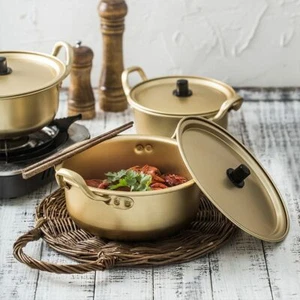 Gold Nudeltopf Koreanische Ramen Nudeln Topf Aluminium Suppentopf mit Deckel Küchenwerkzeug USA - Bild 1 von 17