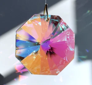 50mm Faceted Point Octagon Crystal Clear AB Pendant Prism Suncatcher 2" - Picture 1 of 6
