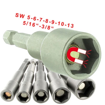 ABRABORO Stecknuss 6-kant SW 5 6 7 8 10 13 mm magnetisch Bit 1/4" Steckschlüssel Einsatz