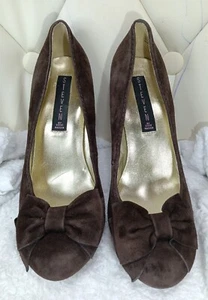 Steve Madden Chocolate Suede Leather Heels With Bow size 7M - Picture 1 of 15