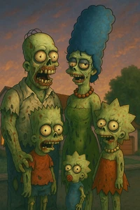 The Simpsons Zombie Family Portrait custom Art Print numbered and signed 13x19 - Picture 1 of 2