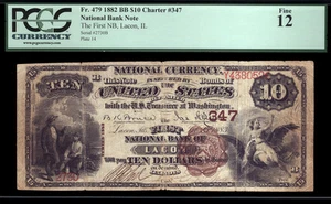 $10 1882 BB The First National Bank of Lacon, Illinois PCGS 12 TOUGH BROWN BACK - Picture 1 of 2