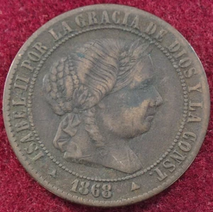 España 2 y 1/2 Centimos 1868 3 Puntos Estrella (G0203) - Imagen 1 de 2