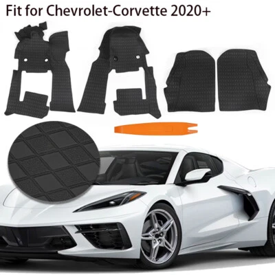 Alfombrillas negras forro alfombrilla para todas las estaciones para Chevrolet Corvette C8 2020-2024 Foto 1 de 4