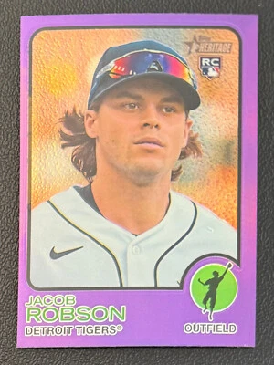 2022 Topps Heritage High Number JACOB ROBSON PURPLE HOT BOX REFRACTOR #588 RC - Image 1 of 2