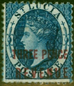 St Lucia 1882 3d Deep Blue Revenue SGF19 Fine & Fresh Unused - Picture 1 of 1