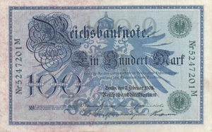 Berlin - Reichsbank - 100 Mark - 1908 - Ro 34 b - fast UNC - Bild 1 von 2
