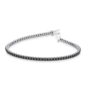 Bracciale Tennis in Oro Bianco 18k con Diamanti Neri taglio Brillante - 3.94 ct. - Imagen 1 de 2