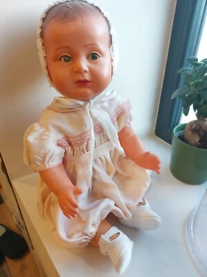 Antico Bagnante Celluloide snf Mod Archiviato 60 CM Occhi Grazie - Immagine 1 di 4