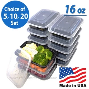 Pactiv 16 oz Plastic Meal Prep Food Containers w/ Lids, High Quality Made in USA - Picture 1 of 4