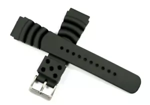 20MM 22MM 24MM DIVERS WATCH STRAP BLACK SILICONE RUBBER FLEXIBLE COMFORTABLE - Picture 1 of 3